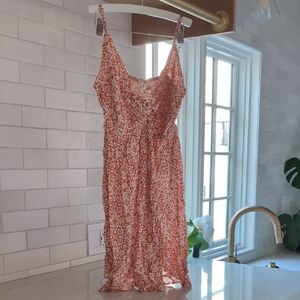 Roxy Backless Dress in Orange and White